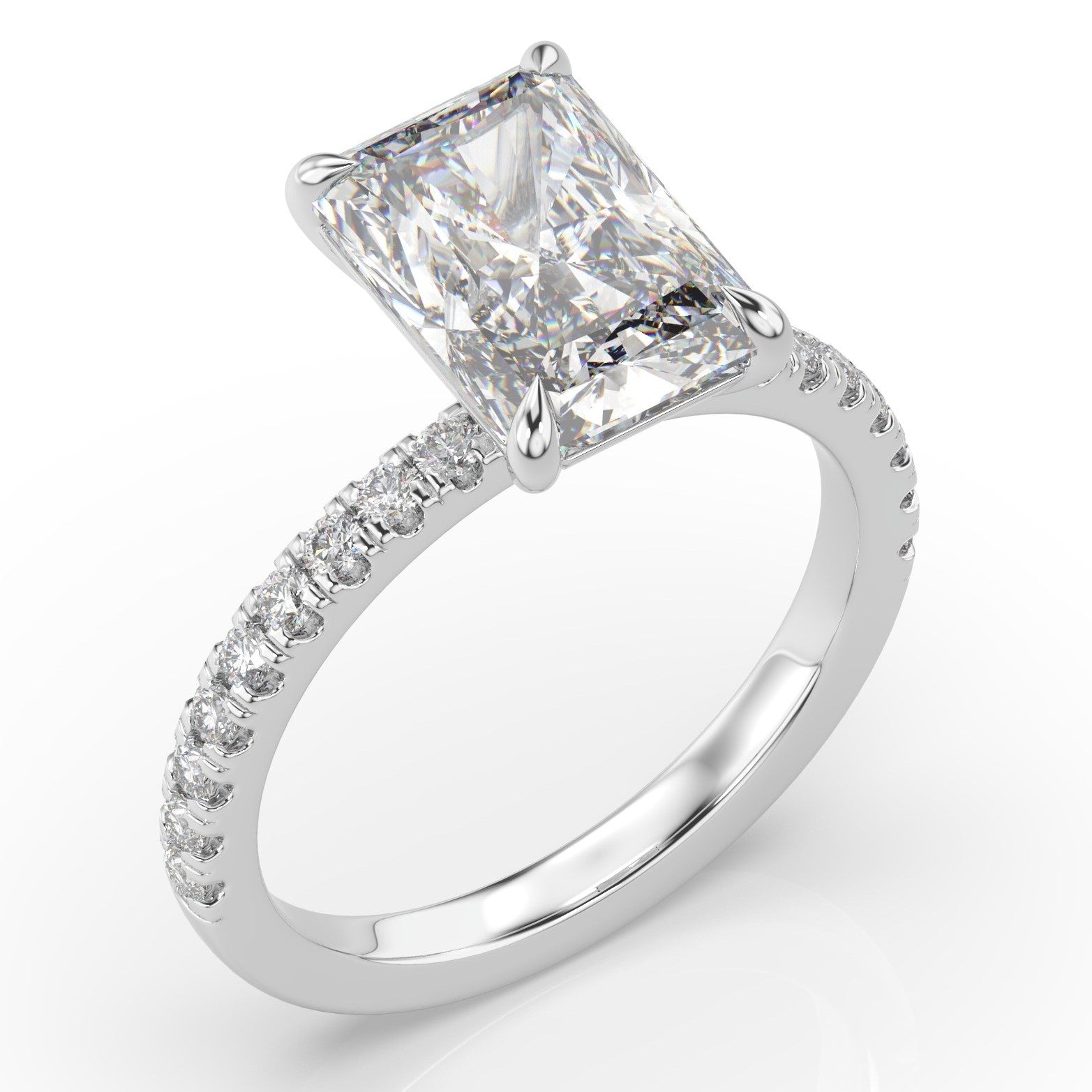 Radiant White Gold Claw Set Style Engagement Ring 