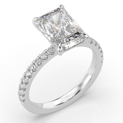 Radiant White Gold Claw Set Style Engagement Ring 