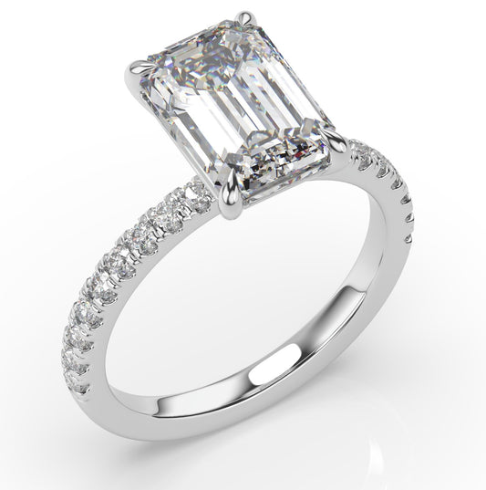 Emerald White Gold Claw Set Style Engagement Ring 