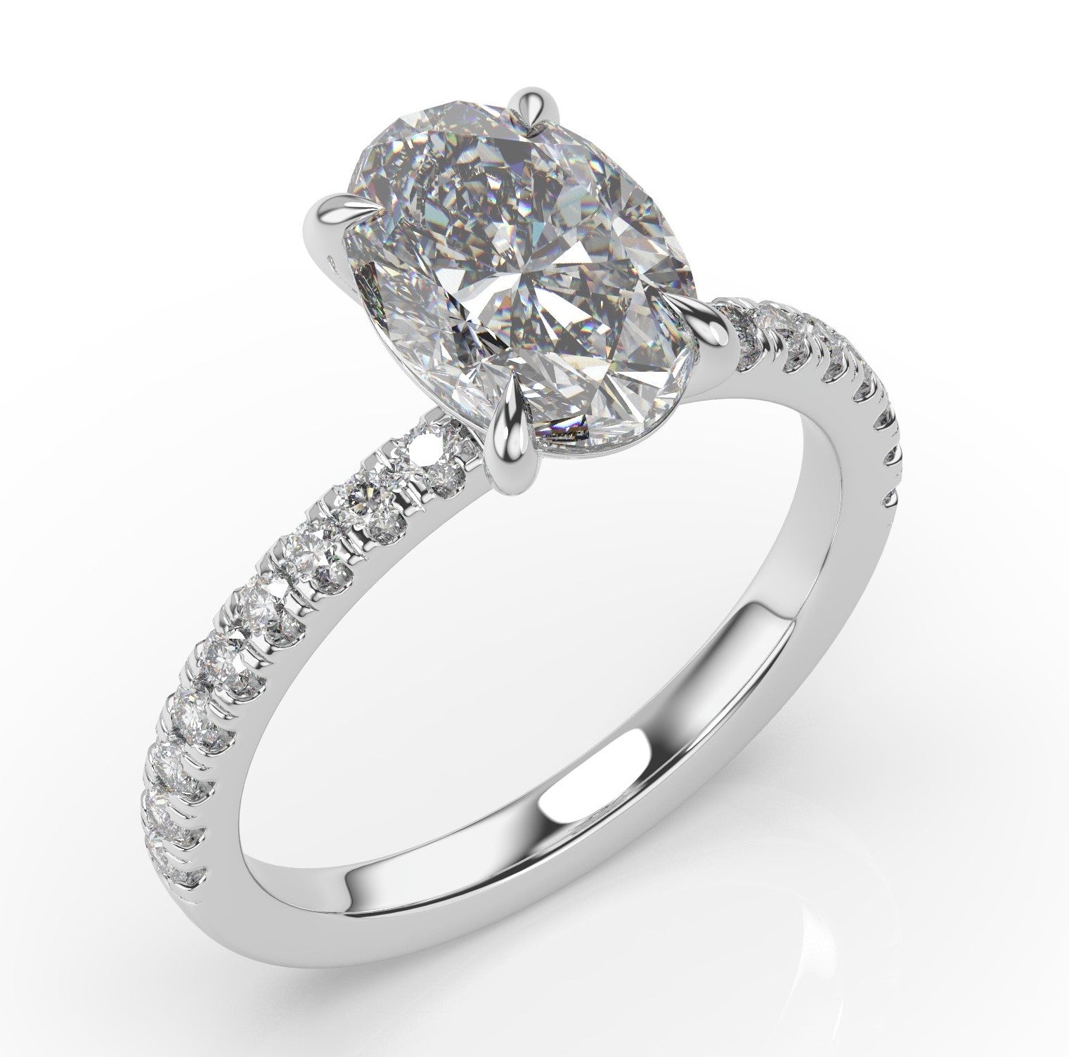 Oval White Gold Claw Set Style Engagement Ring