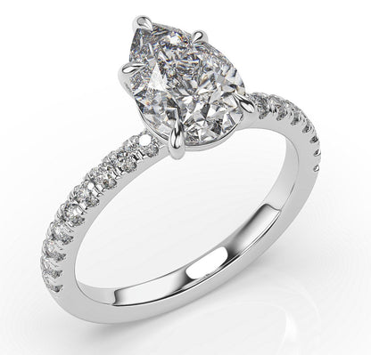 Pear White Gold Claw Set Style Engagement Ring 