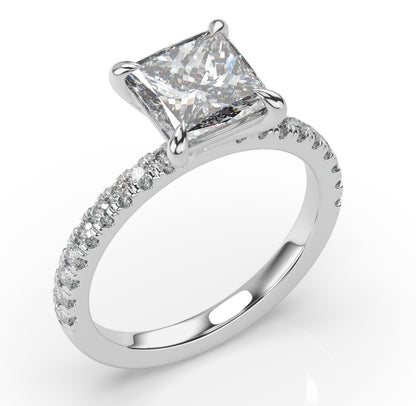 Princess White Gold Claw Set Style Engagement Ring 