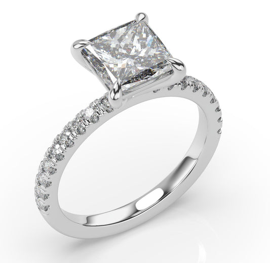 Princess White Gold Claw Set Style Engagement Ring 