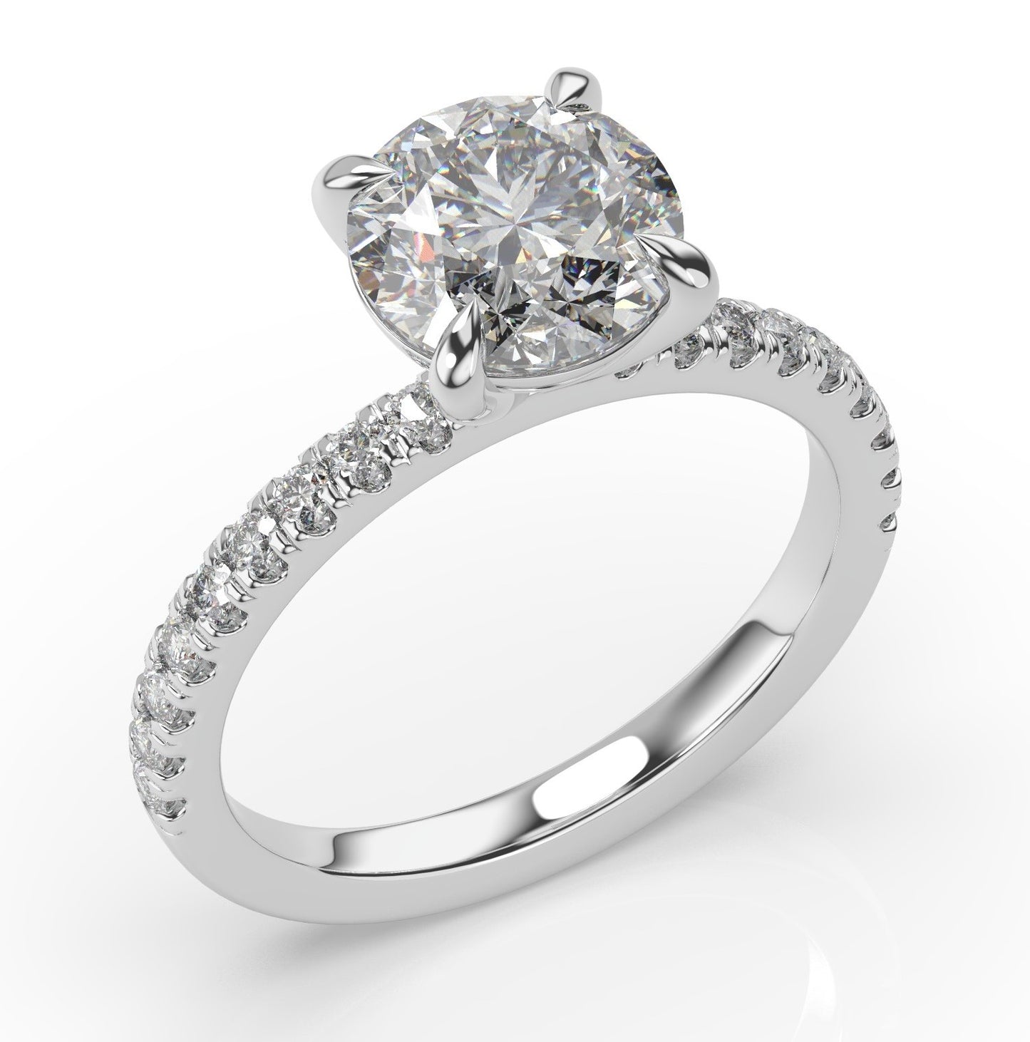 Round Brilliant White Gold Claw Set Style Engagement Ring 