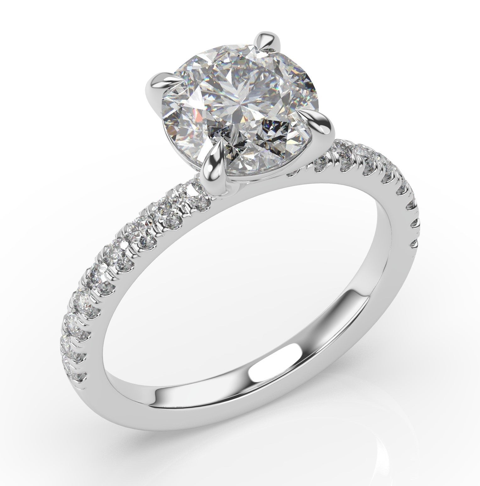 Round Brilliant White Gold Claw Set Style Engagement Ring 
