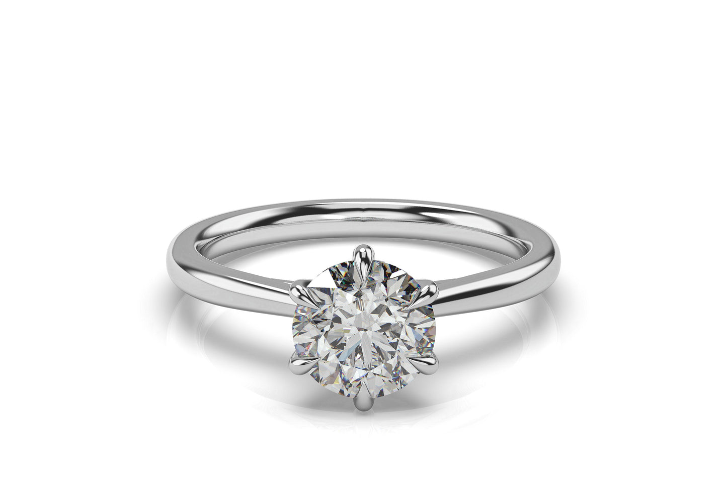1.00ct Round Brilliant Six Claw Solitaire Lab Diamond Engagement Ring