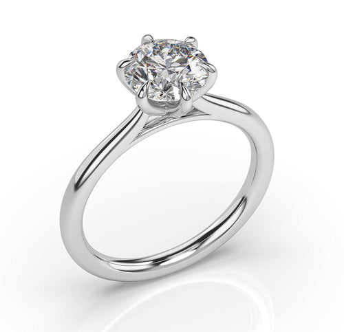 1.00ct Round Brilliant Six Claw Solitaire Lab Diamond Engagement Ring
