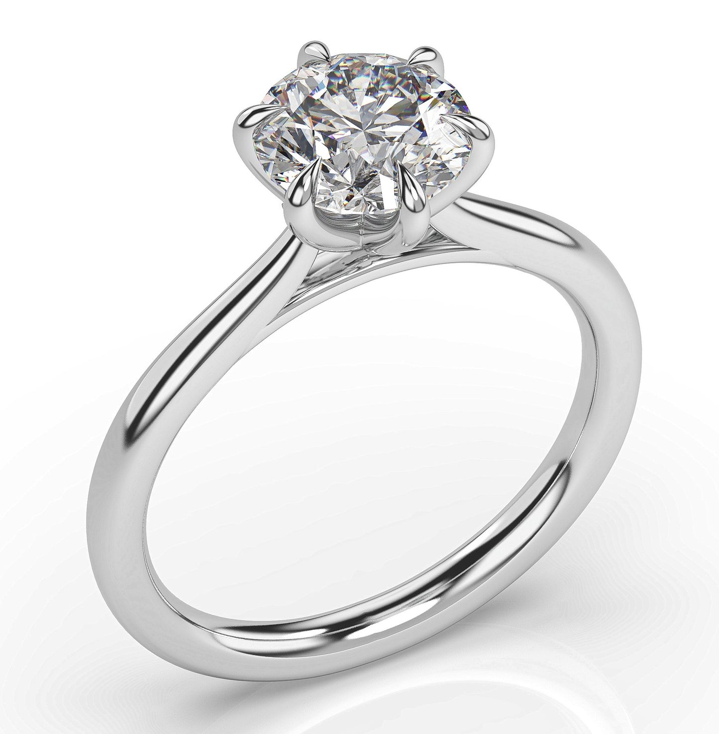 Round Brilliant White Gold Six Claw Solitaire Engagement Ring