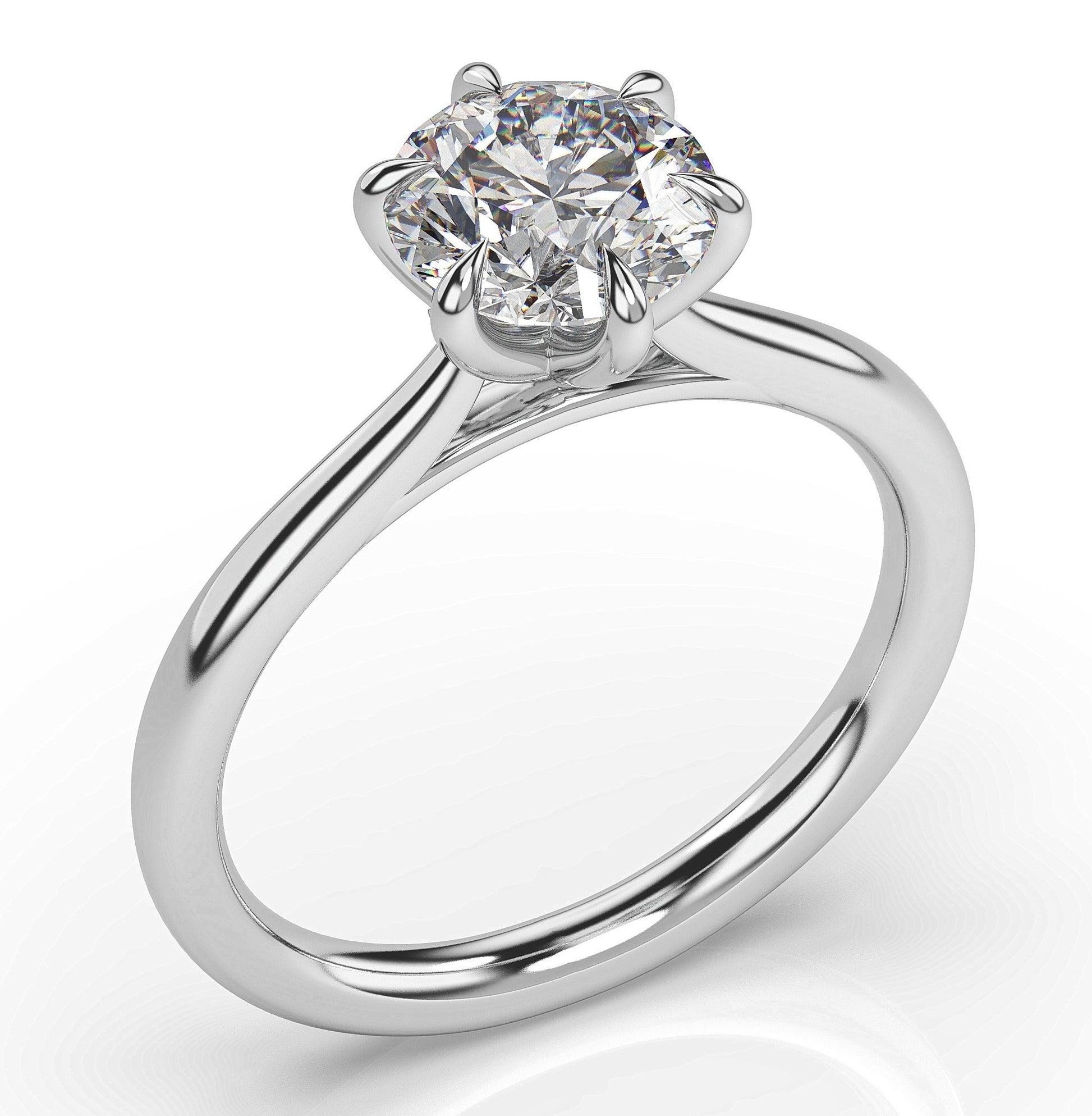 Round Brilliant White Gold Six Claw Solitaire Engagement Ring