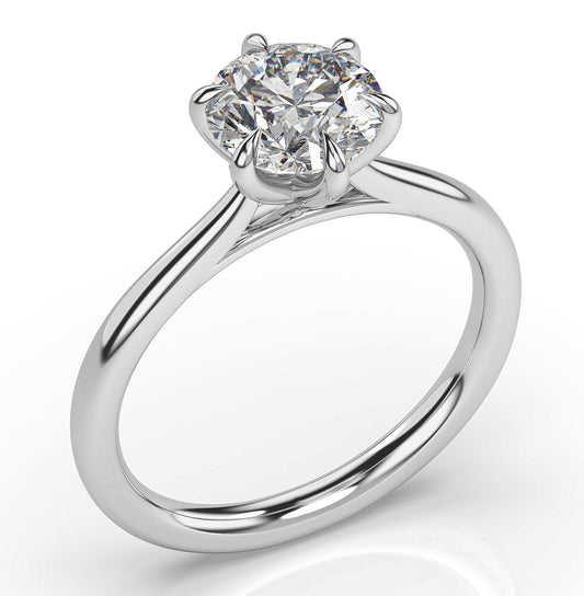 Round Brilliant White Gold Six Claw Solitaire Engagement Ring