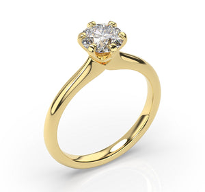 Six Claw Round Brilliant Solitaire Engagement Ring