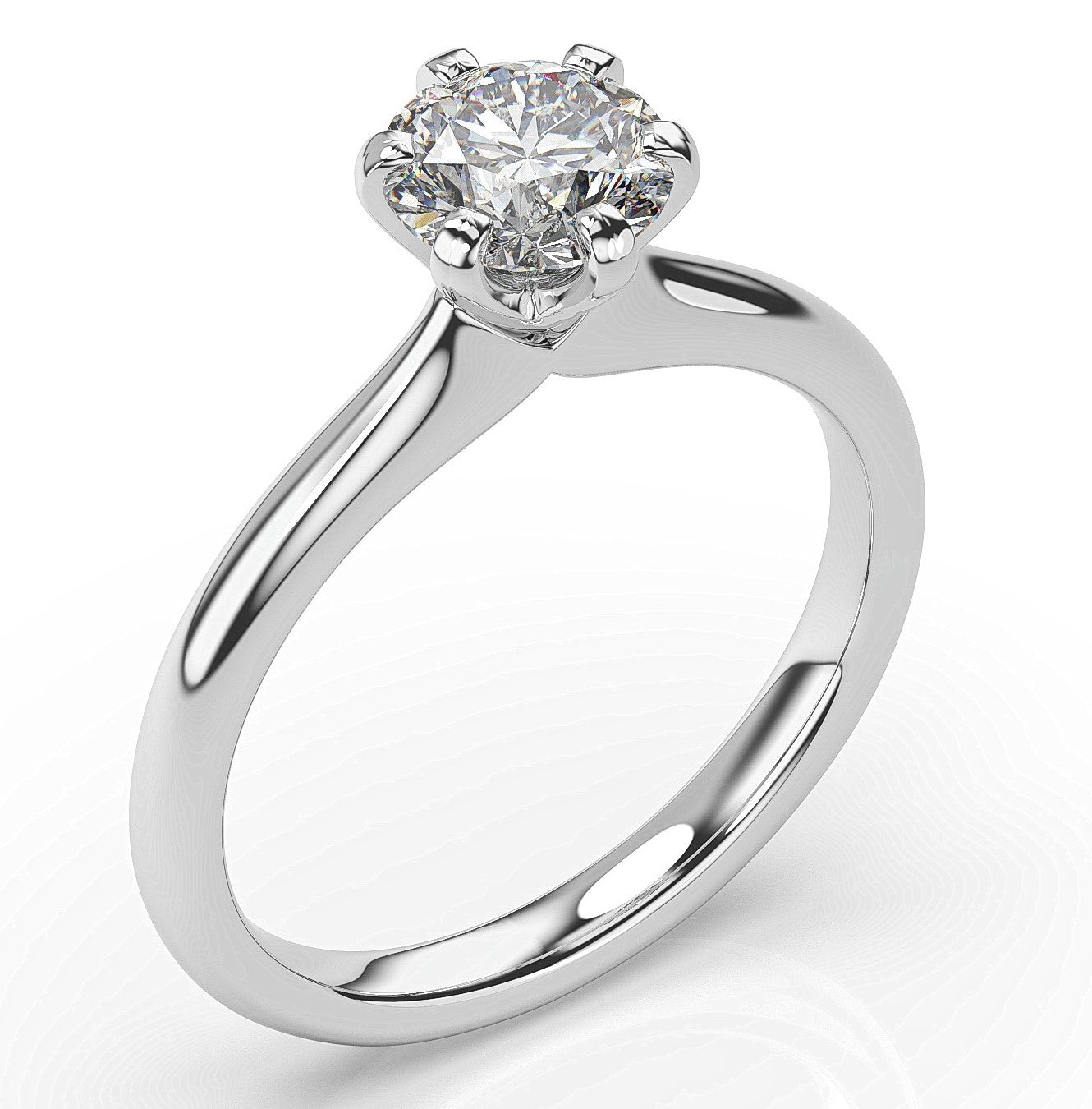 Round Brilliant White Gold Six Claw Solitaire Engagement Ring