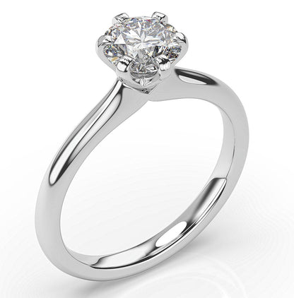 Round Brilliant White Gold Six Claw Solitaire Engagement Ring