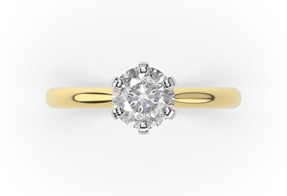 Six Claw Round Brilliant Solitaire Engagement Ring