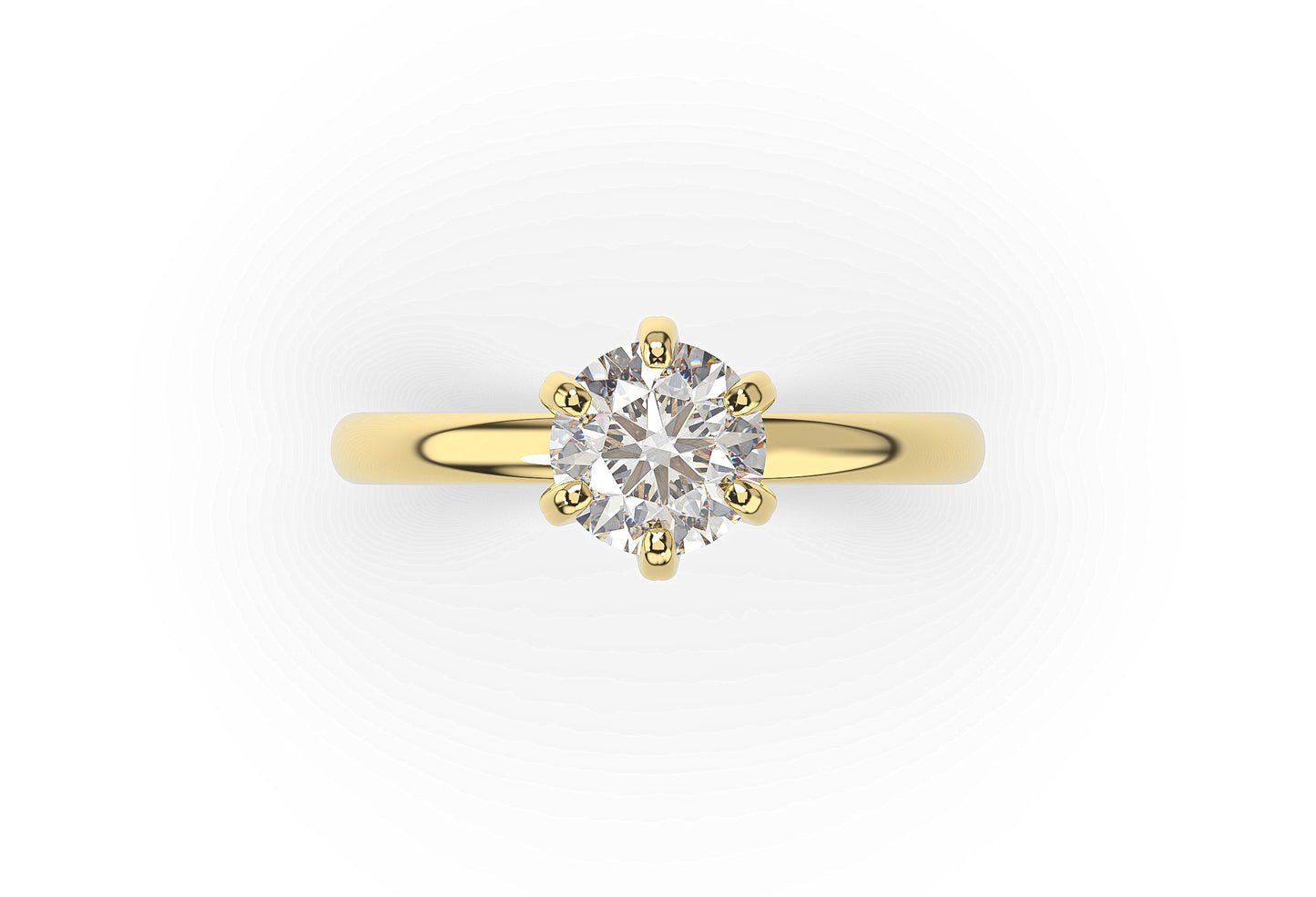 1.32ct Round Brilliant Six Claw Solitaire Lab Diamond Engagement Ring