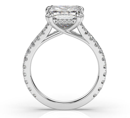 Princess Claw Set With Hidden Halo Style Engagement Ring