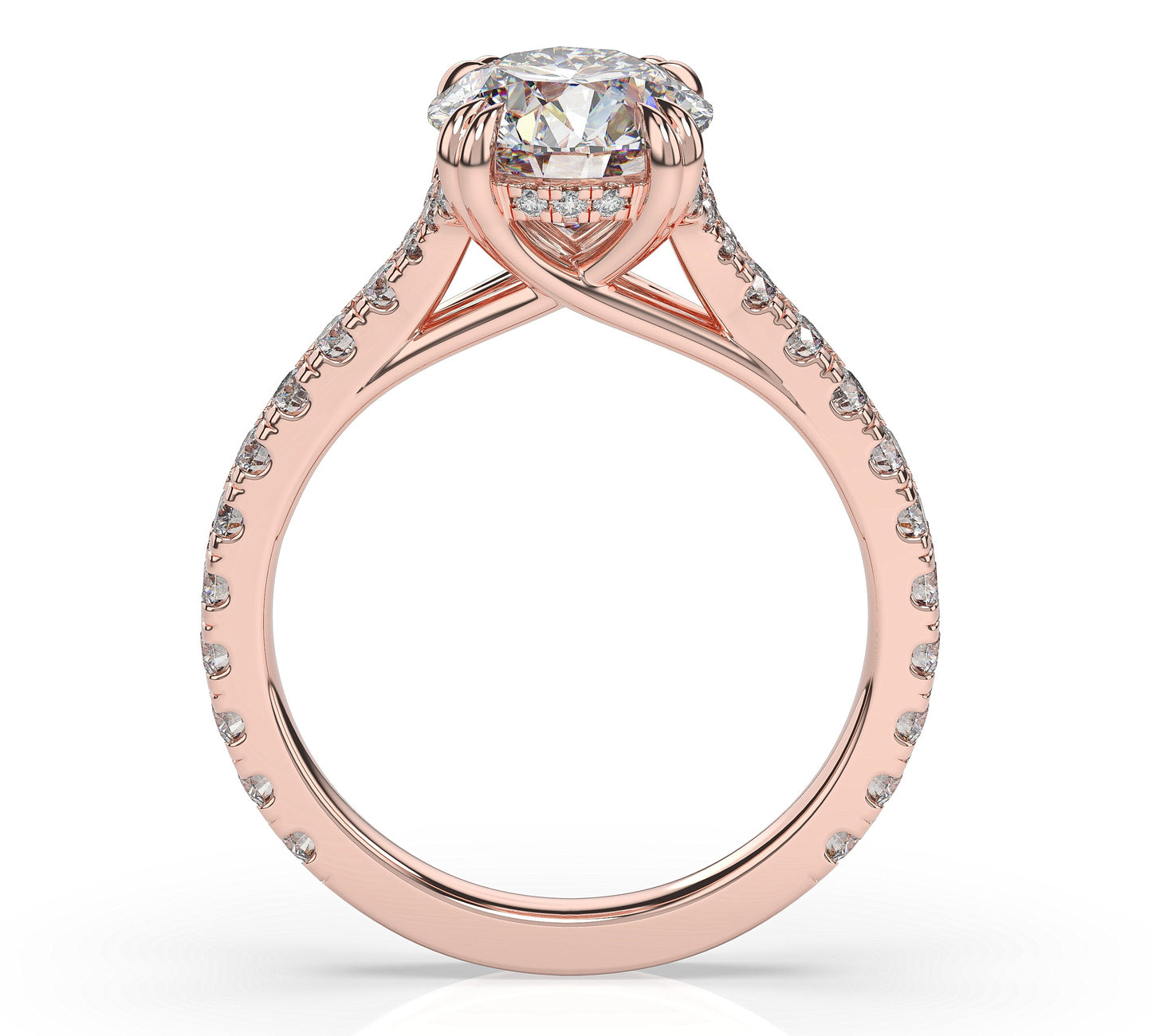 Round Brilliant Claw Set With Hidden Halo Style Engagement Ring