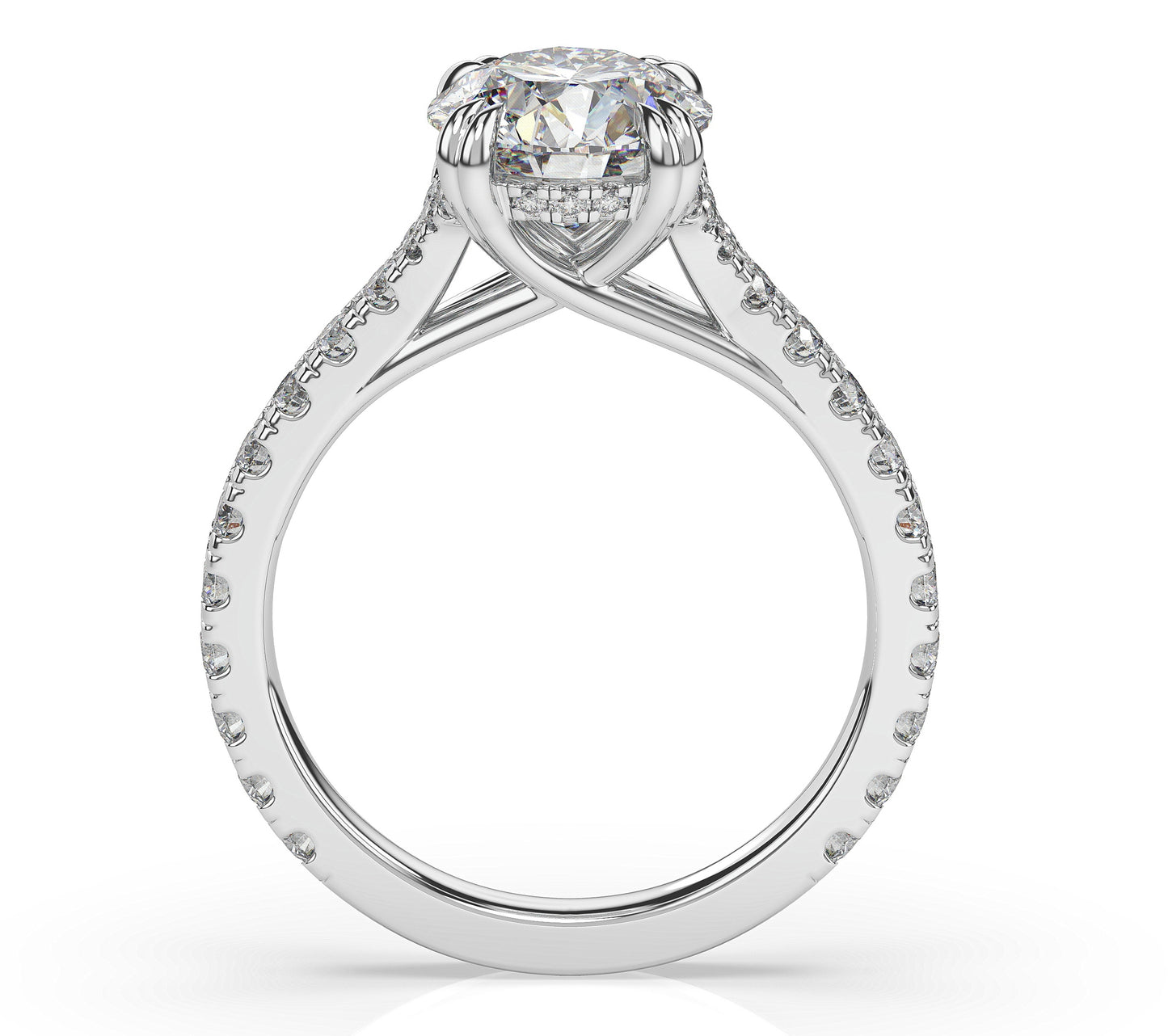 Round Brilliant Claw Set With Hidden Halo Style Engagement Ring