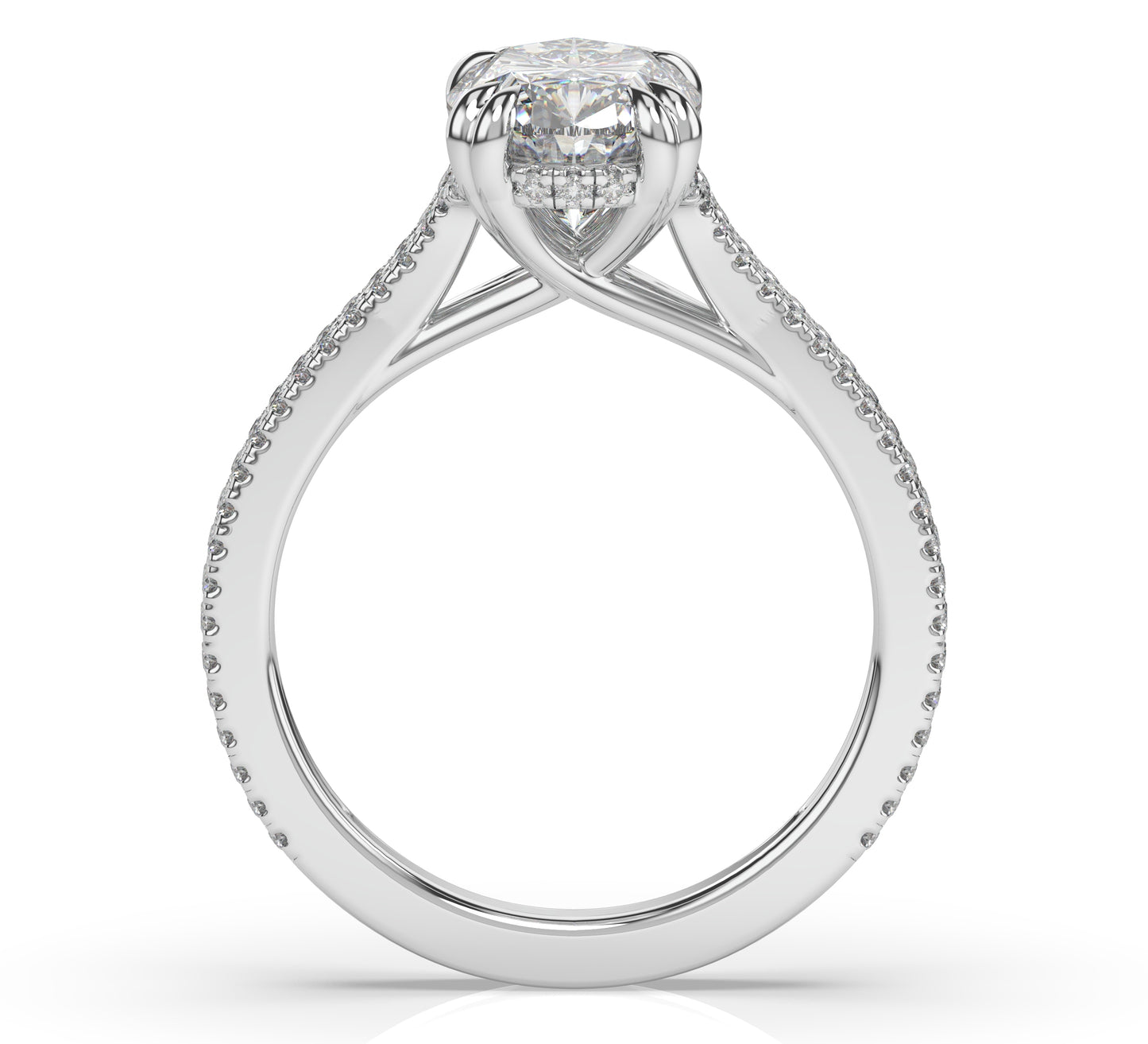 Oval Claw Double Pave With Hidden Halo Style Engagement Ring