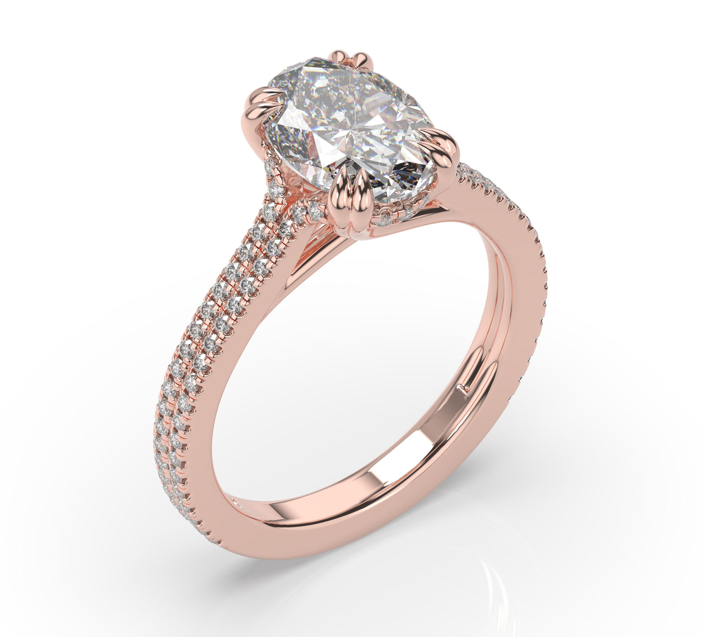 Oval Claw Double Pave With Hidden Halo Style Engagement Ring