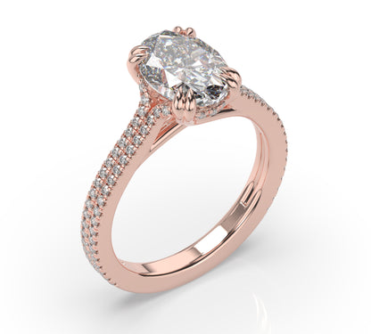 Oval Claw Double Pave With Hidden Halo Style Engagement Ring