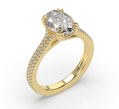 Oval Claw Double Pave With Hidden Halo Style Engagement Ring