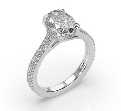 Oval Claw Double Pave With Hidden Halo Style Engagement Ring