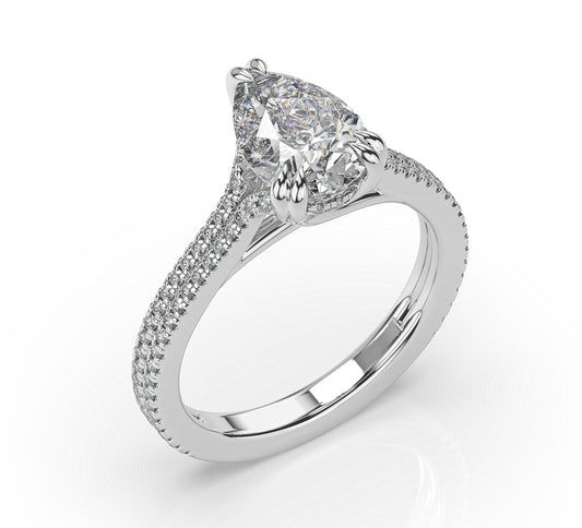 Pear Claw Double Pave With Hidden Halo Style Engagement Ring