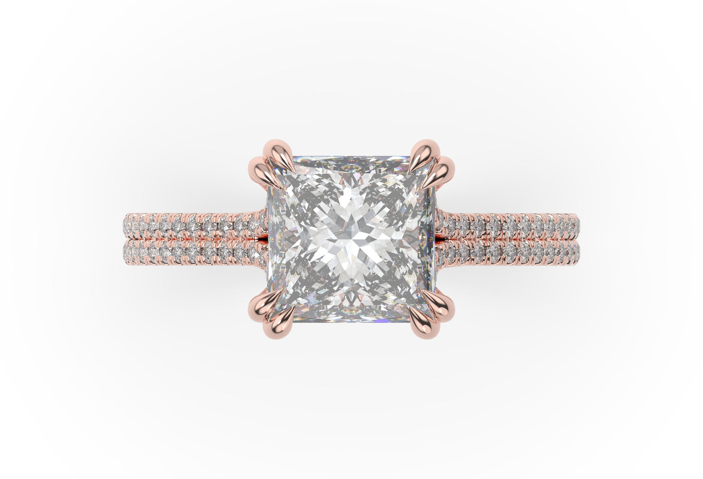 Princess Claw Double Pave With Hidden Halo Style Engagement Ring