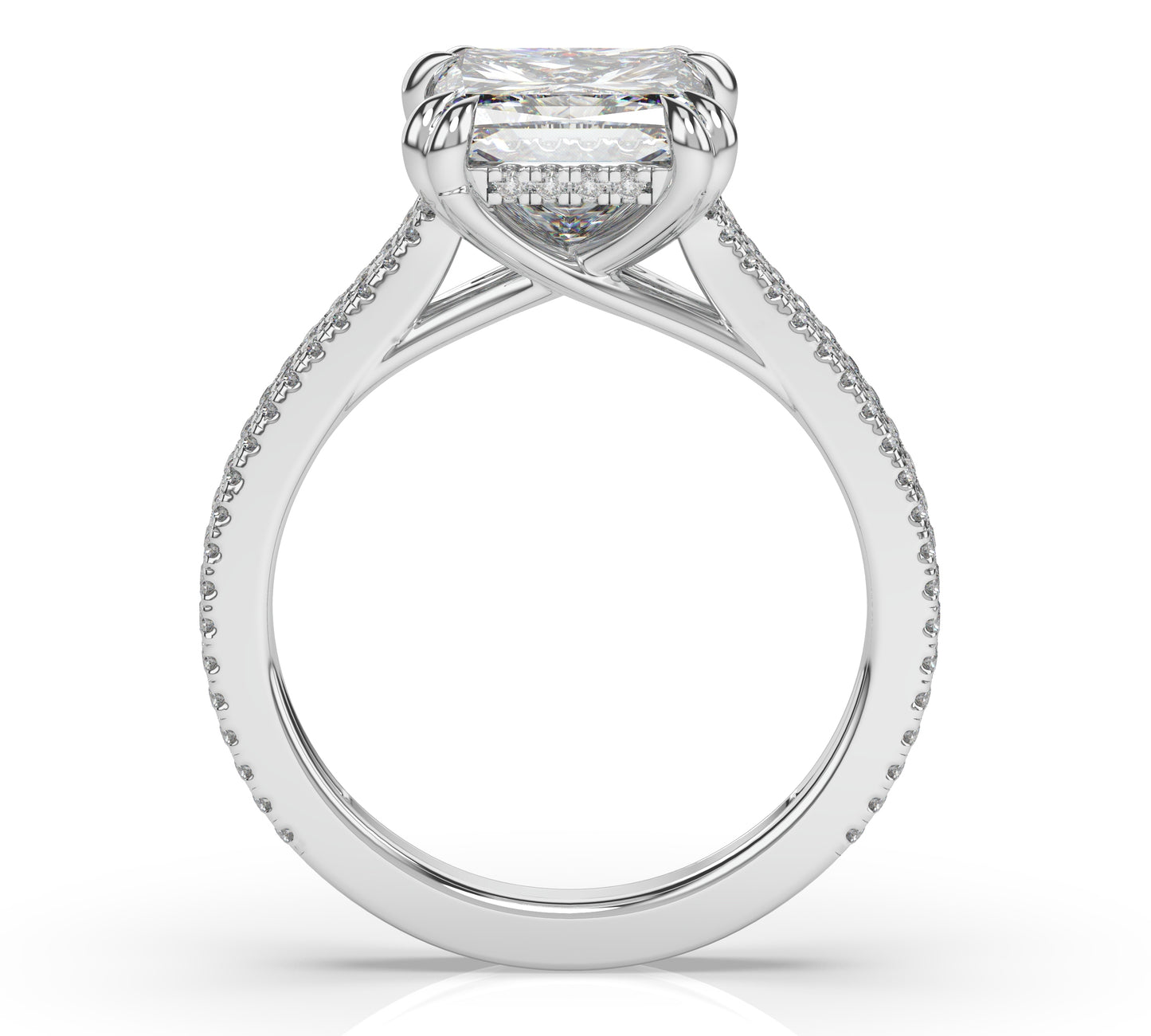 Princess Claw Double Pave With Hidden Halo Style Engagement Ring