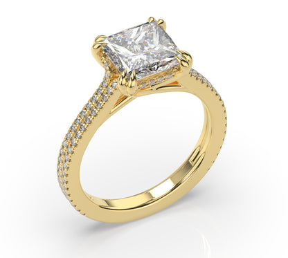 Princess Claw Double Pave With Hidden Halo Style Engagement Ring