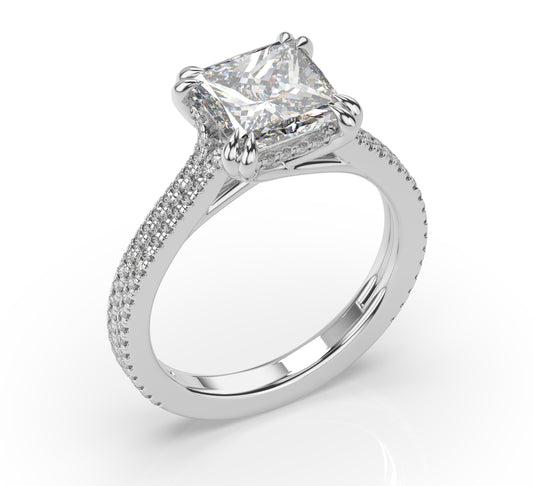 Princess Claw Double Pave With Hidden Halo Style Engagement Ring