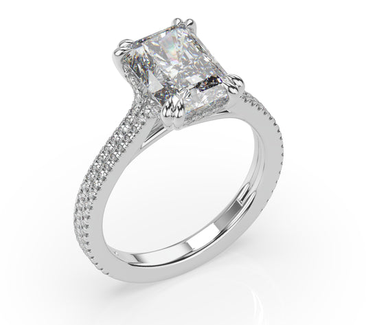 Radiant Claw Double Pave With Hidden Halo Style Engagement Ring