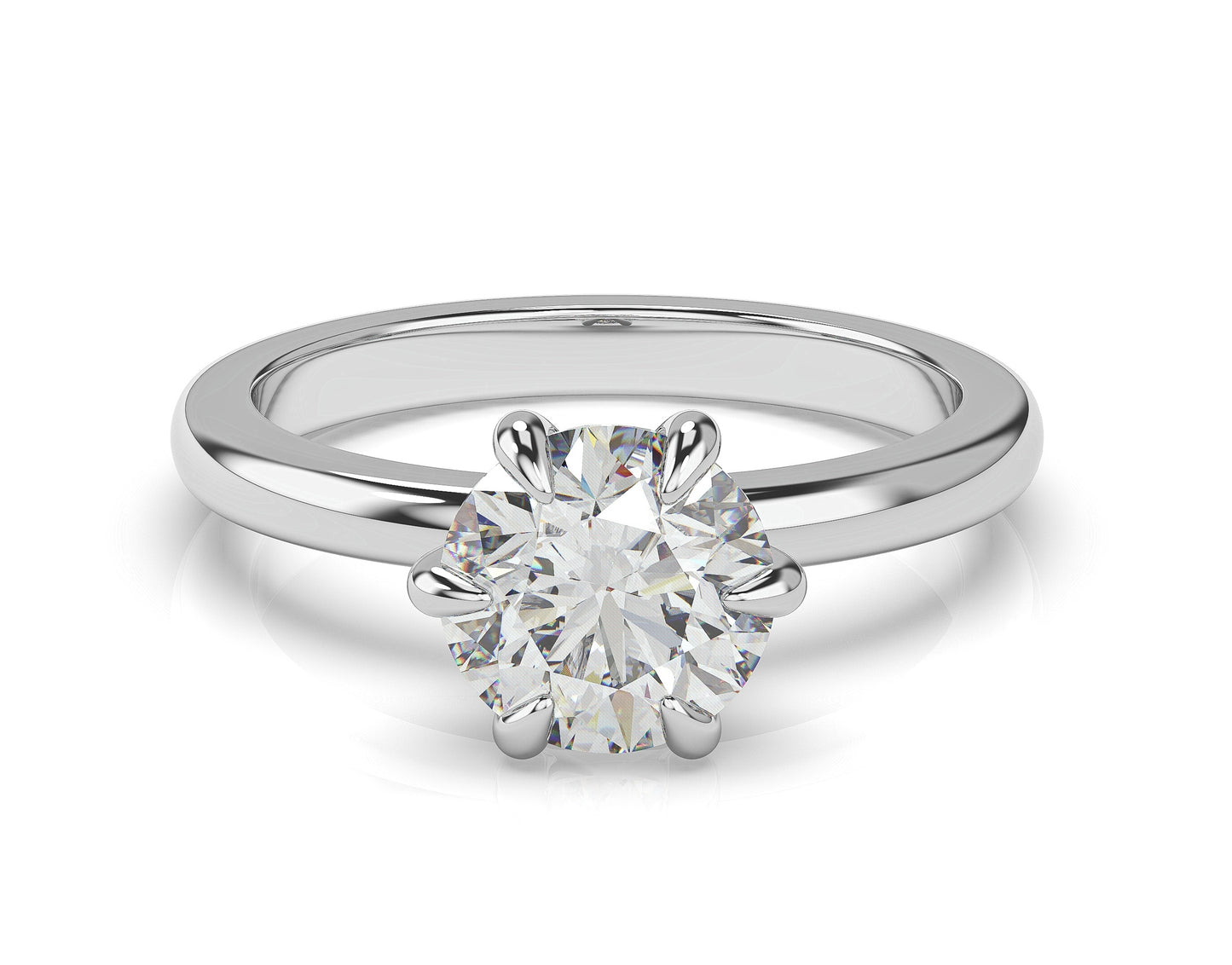 Round Brilliant Six Claw Solitaire Engagement Ring