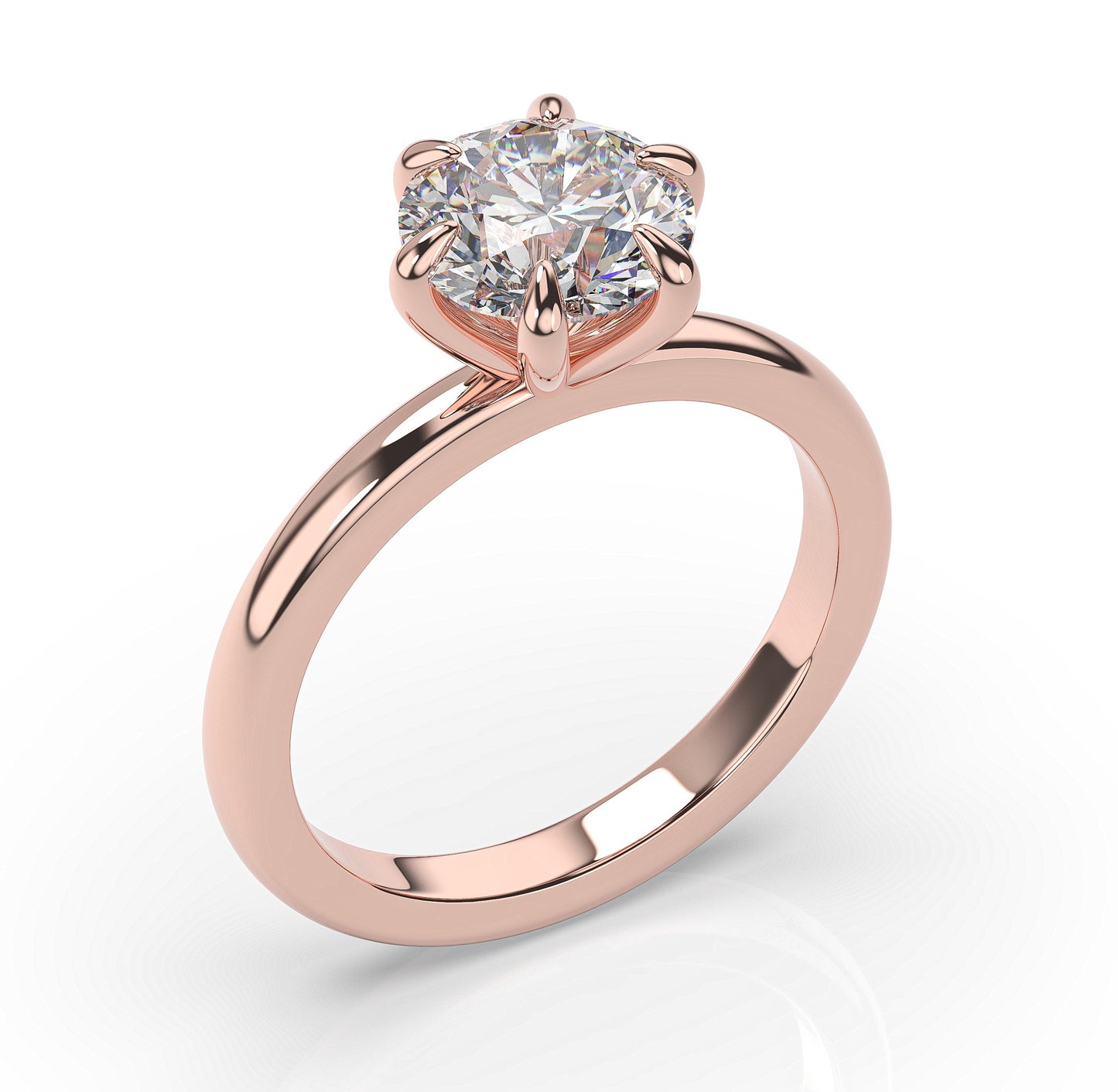 Round Brilliant Six Claw Solitaire Engagement Ring