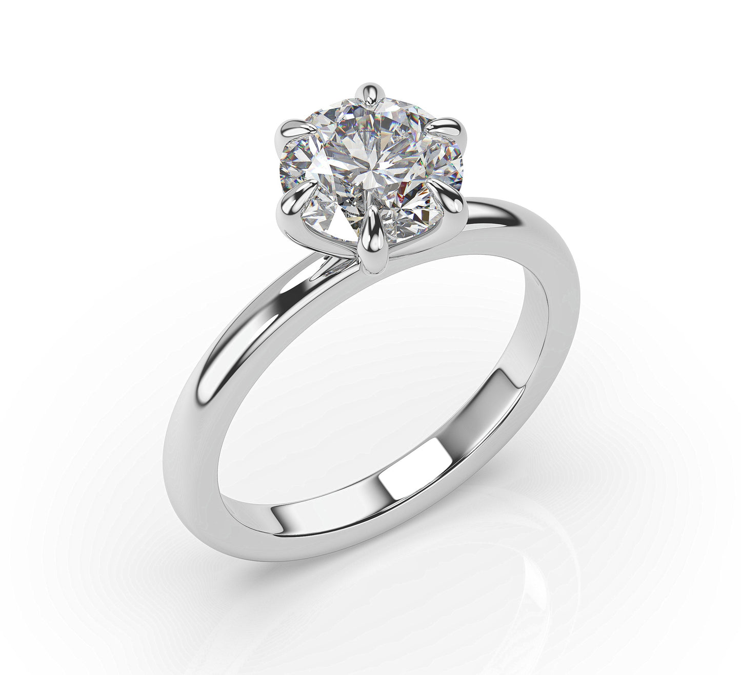 Round Brilliant Six Claw Solitaire Engagement Ring