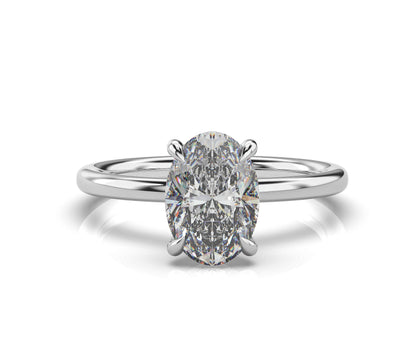 Oval Hidden Halo Solitaire Engagement Ring