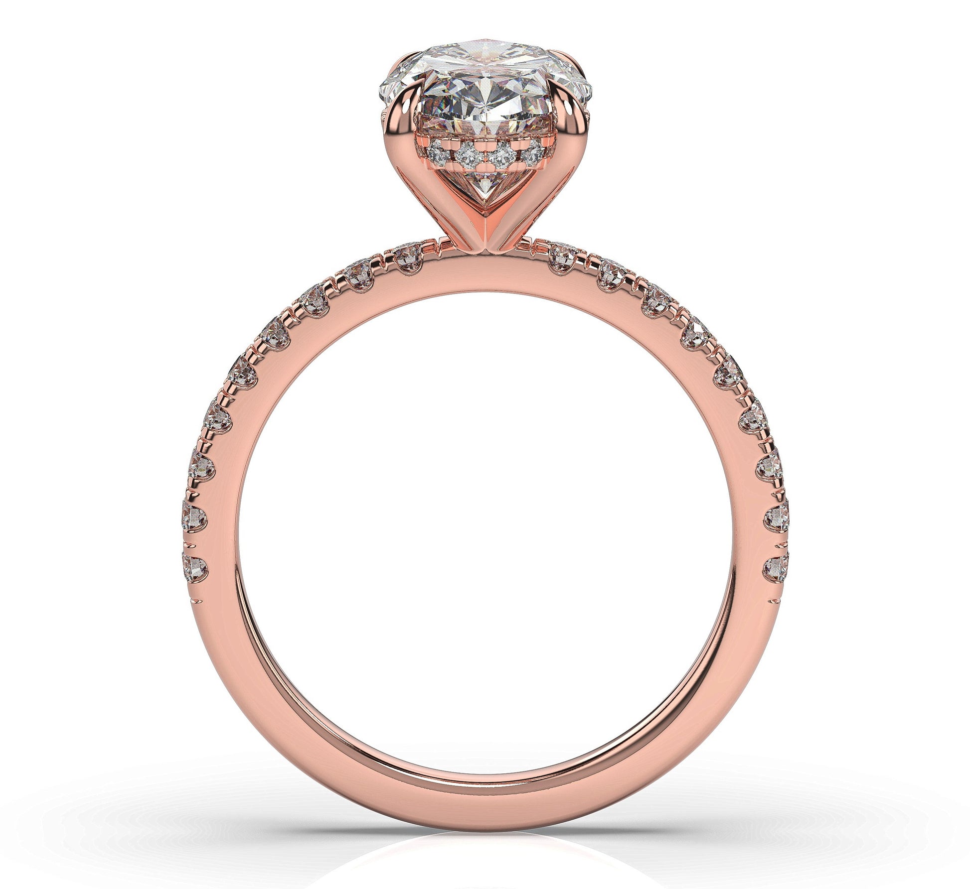 HOT Hidden Halo Rose Gold Halo Oval Engagement Rings Oval