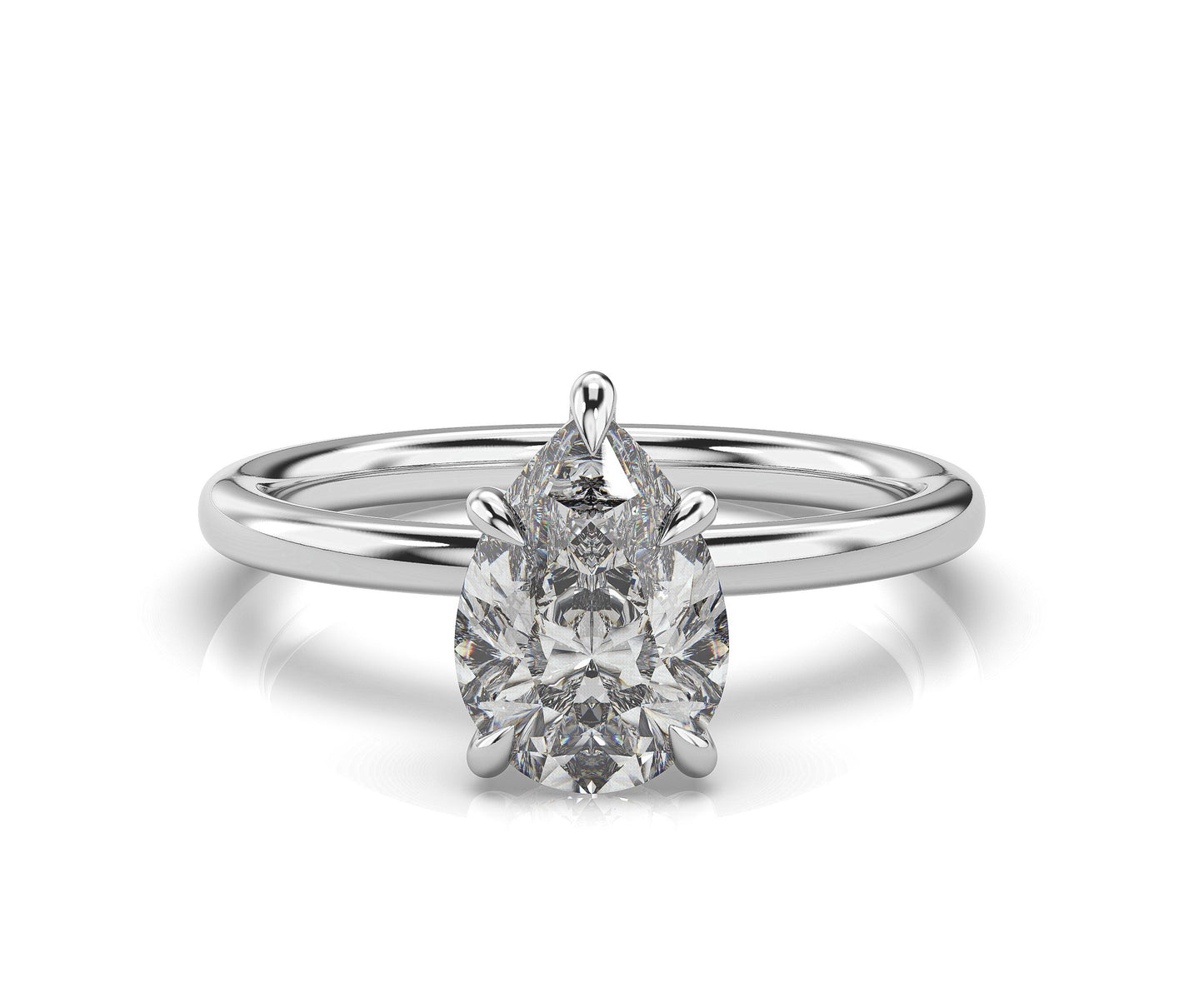 Pear Hidden Halo Solitaire Engagement Ring