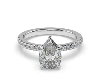 Pear Hidden Halo Engagement Ring