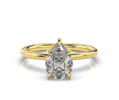 Pear Hidden Halo Solitaire Engagement Ring