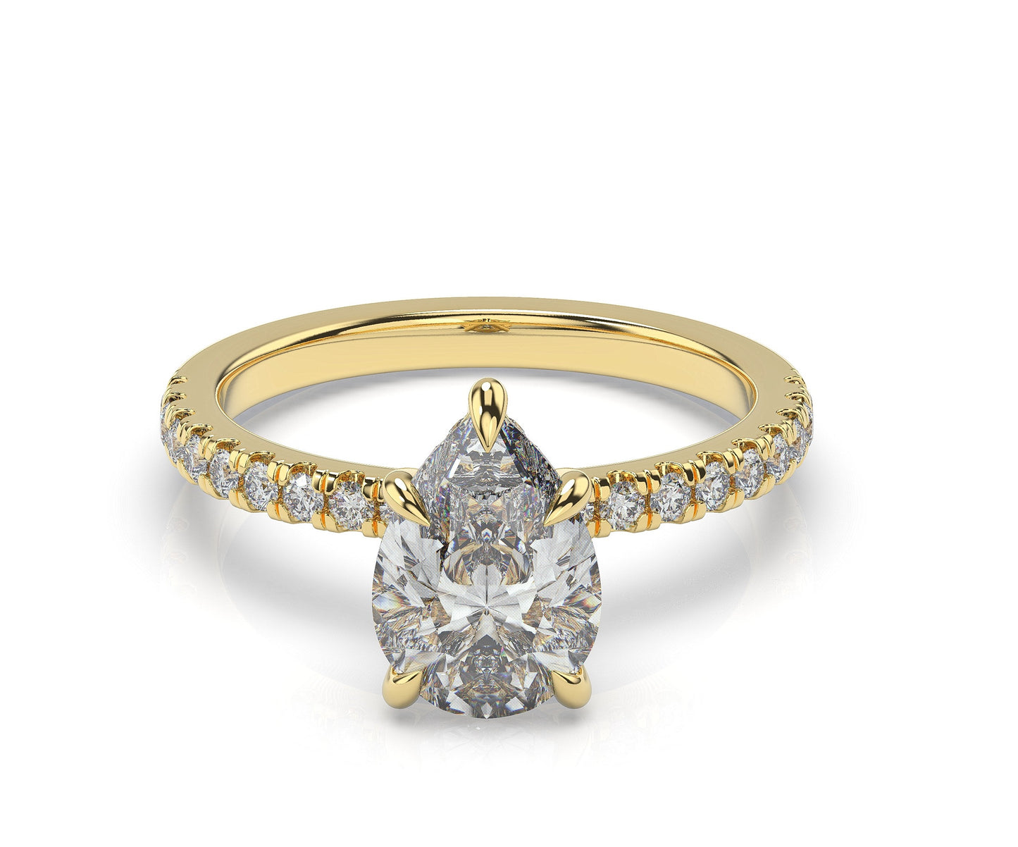 Pear Hidden Halo Engagement Ring