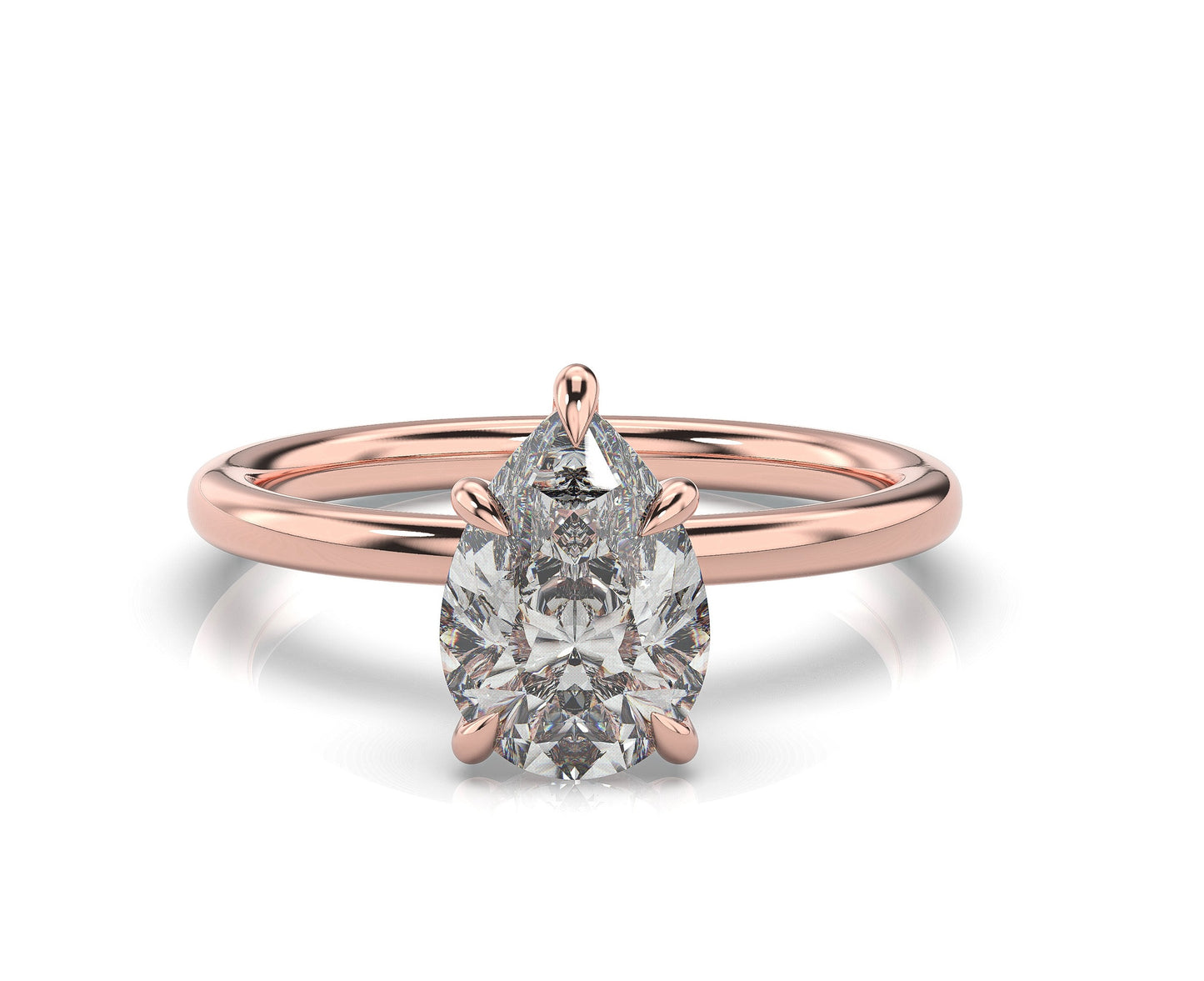 Pear Hidden Halo Solitaire Engagement Ring