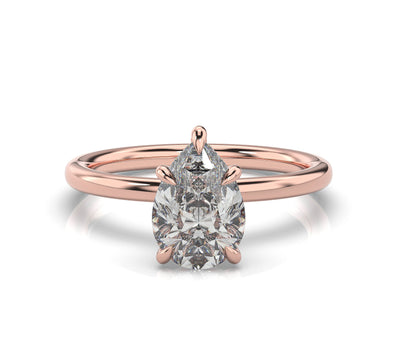 Pear Hidden Halo Solitaire Engagement Ring