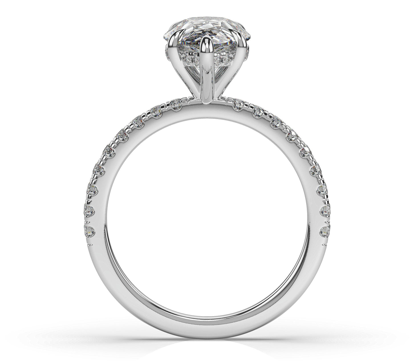 Pear Hidden Halo Engagement Ring