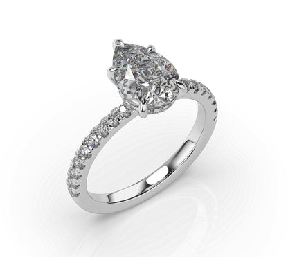 Pear Hidden Halo Engagement Ring