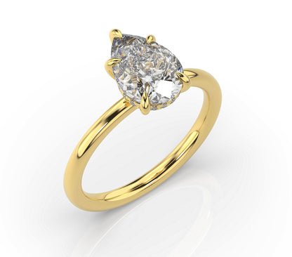 Pear Hidden Halo Solitaire Engagement Ring