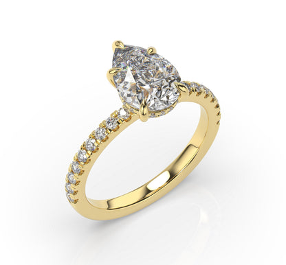 Pear Hidden Halo Engagement Ring