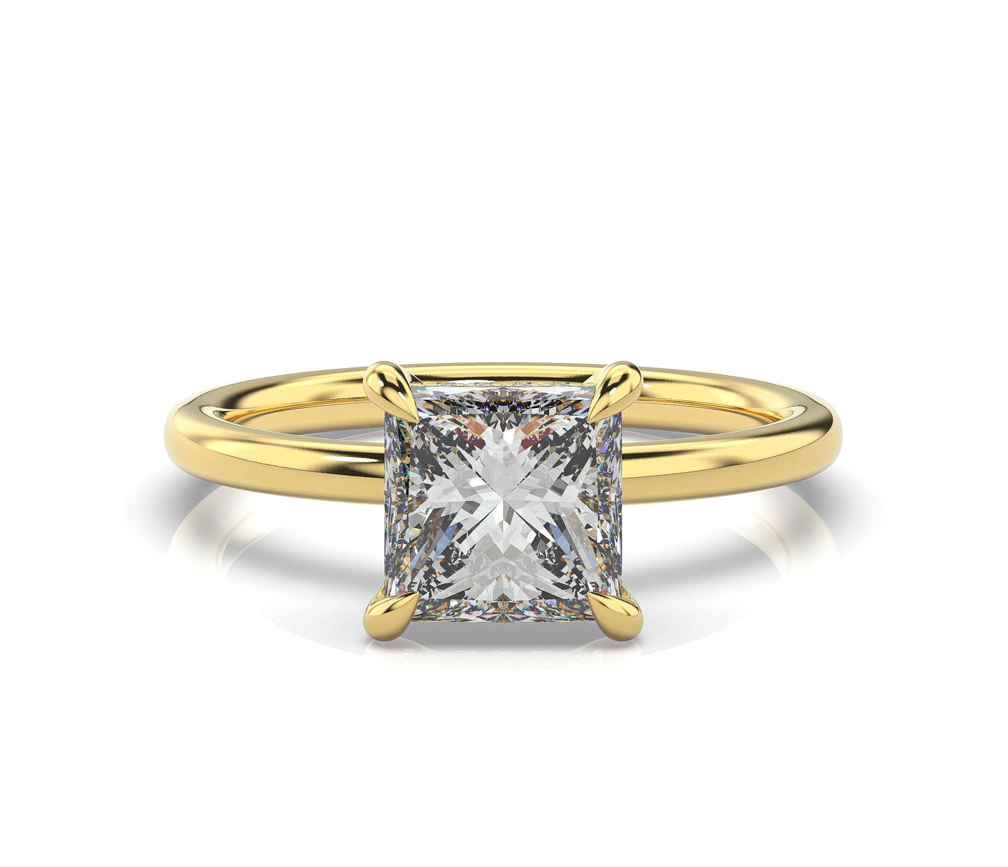 Princess Hidden Halo Solitaire Engagement Ring