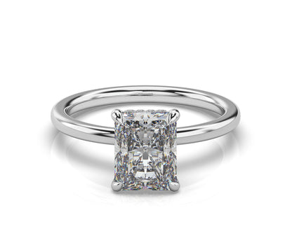 Radiant Hidden Halo Thin Band Engagement Ring